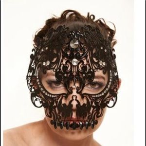 🆕 Black metal full skull Venetian face mask